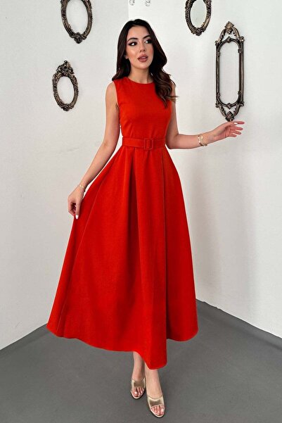 Clothes Fast Women's Mustard Halter Neck Flared Dress