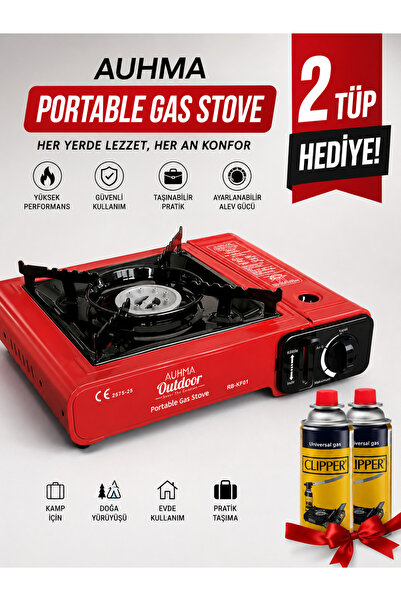 auhma Portatif Kamp Ocağı 2.3kW | Taşınabilir Tekli Gazlı Ocak | Rüzgar Geçirmez