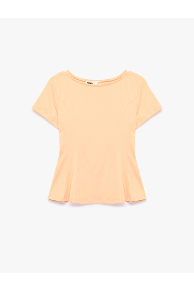 Koton Cotton Crew Neck Short Sleeve Peplum T-Shirt