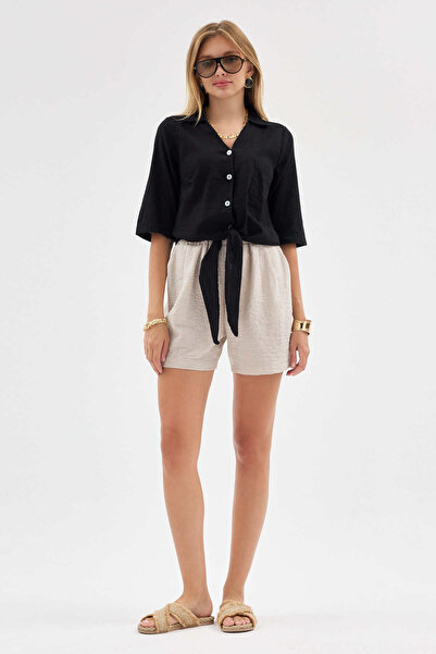Heaven Ephesus Linen Front-Tie Blouse