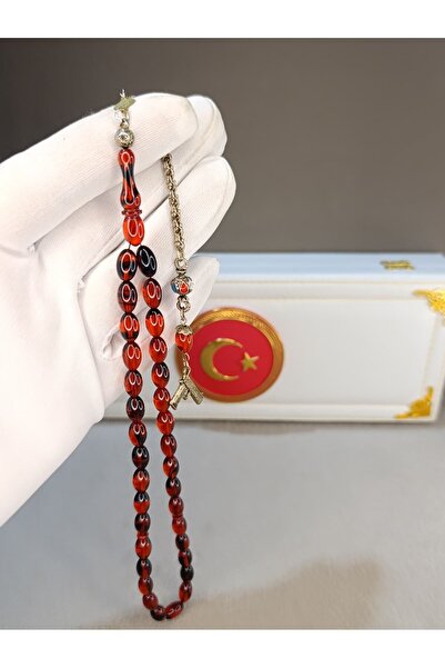 HALİL KOÇAK Fire Amber Prayers Beads Red Black Marble