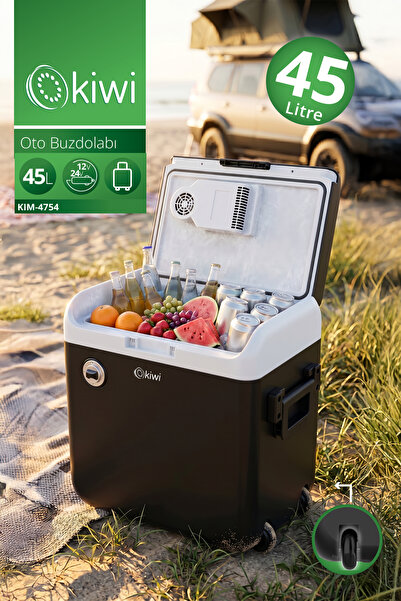 Kiwi KIM-4754 Oto Buzdolabı | 40 L Kapasite & 12V/24V & Tekerlekli & Şişe Aça...