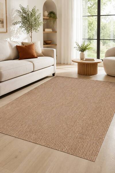 Oriente Home Velora Kahve Hasır Dokuma Jüt Kaymaz Taban Sisal Kilim Yıkanabilir Mutfak Halı 1911