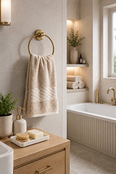BEYZANA 5 Adet Elissa El Yüz Havlusu 50 x 90 Cm - Taş