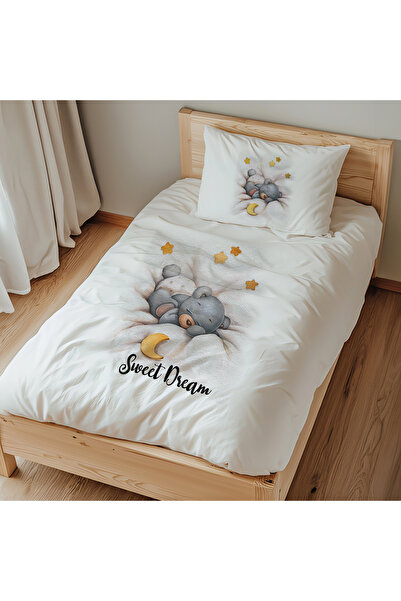 Lilabio Single 100% Cotton Duvet Cover Set (160X220 cm) Sleeping Little Bear