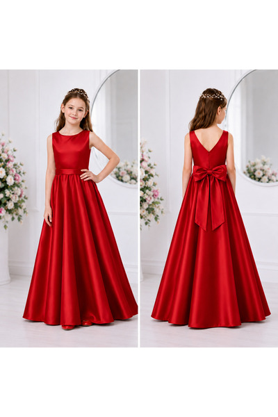 miço kids Girl's Long Evening Dress Sleeveless A-Line Princess Model Event an...