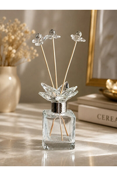 Hinora Luna Crystal Dekoratif Cam Oda Kokusu Şişesi Kristal Taşlı Reed Diffus...