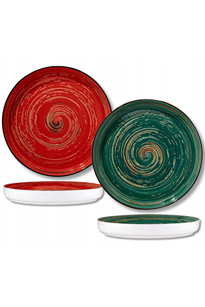 WILMAX ENGLAND Set 2 farfurii porțelan WILMAX Colorboom, 28cm, Roșu/Verde