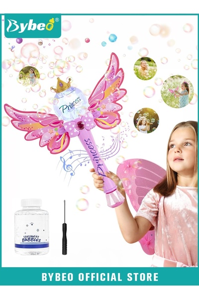 BYBEO Princess Bubble Wands, Kids' Bubble Machine, Bubble Maker with Music an...
