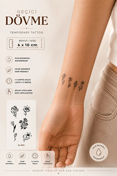 Barly Çoklu Çiçek Mini Dövme Geçici Tattoo