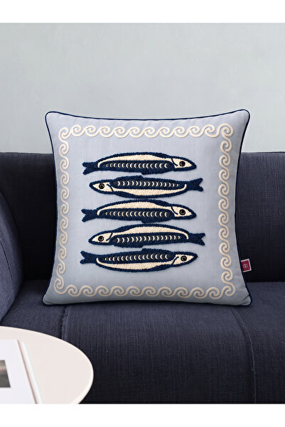 BELENAY Sardina Punch Embroidered Decorative Throw Pillow Cover 45X45 cm