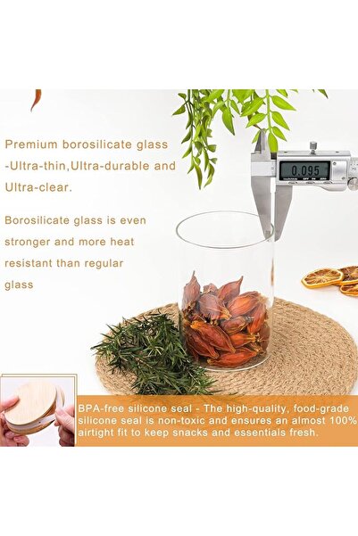 DHSBTLS Glass Food Storage Containers Jars with Airtight Bamboo Lid 30 oz 8 p...