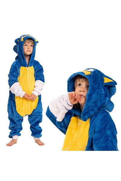 OEM Costum Kigurumi pentru copii — Salopetă tip pijama Sonic, combinezon alba...