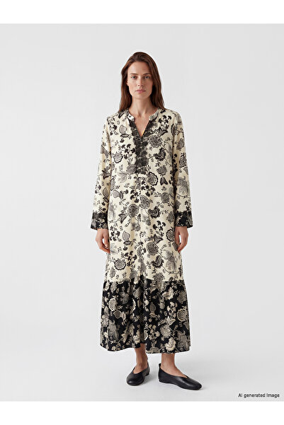 LC Waikiki Original Women's Floral Dress with Open Collar