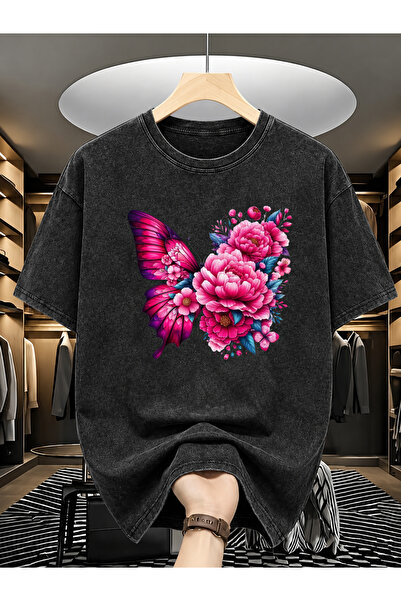 Pink Sky Unisex Oversize Vintage Washed Street Style Μόδα του δρόμου Βαμβακερ...