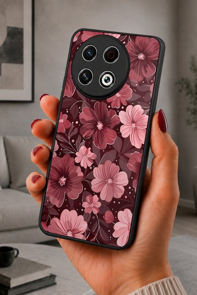 TECNO Spark 30 Pro Uyumlu PembeÇiçekler Desenli Kamera Korumalı Darbelere Day...