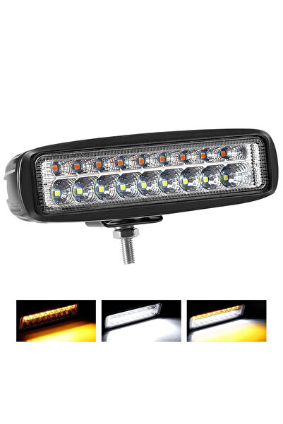 OEM Προβολάκι 18Watt Μίνι Led Μπάρα 18LED λευκό-κίτρινο σταθερό ΟΕΜ