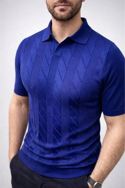 Beruflic Men's Summer Knitwear Woven T-Shirt Short Sleeve Polo Collar Tshirt