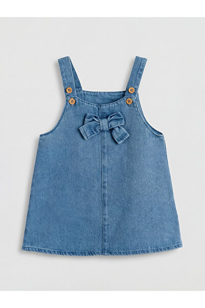 LC Waikiki Nevavm Baby Girl Jean Dress with Bow Detail