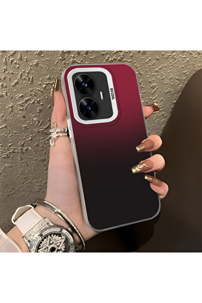 quırkshıeld Realme C55 Uyumlu yüksek kaliteli Kırmızı siyah gradyan kılıf, dü...