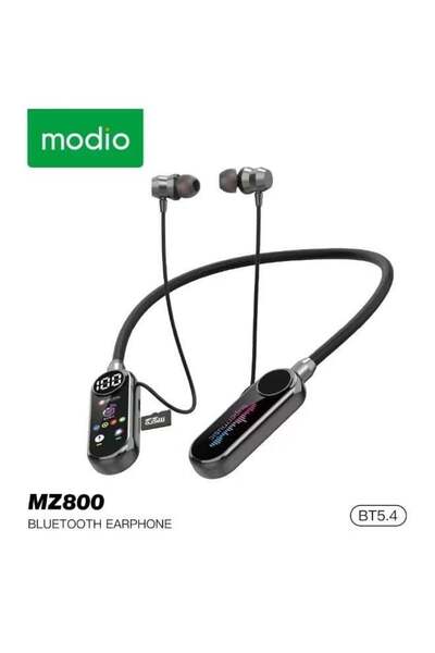 Modio Wireless Neckband Earphones with Bluetooth 5.4, LED Power Display, Deep...