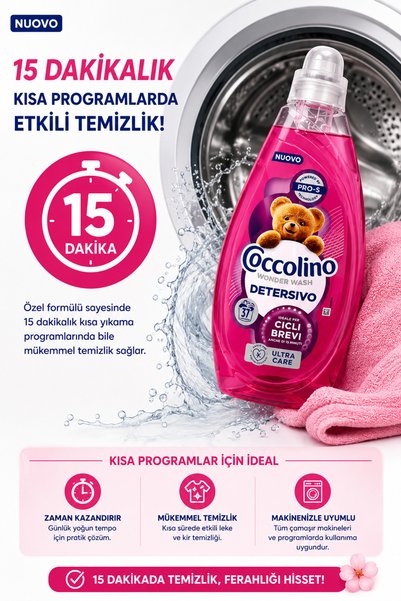 Coccolino Wonder Wash Ultra Care Sıvı Çamaşır Deterjanı 1480 ml 37 Yıkama – Kısa Programlar