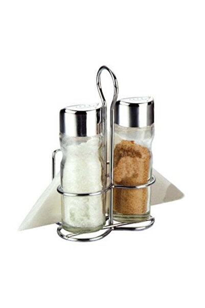 Bohmann Set condimente Bohmann, 4 piese, inox, sticla, suport servetele
