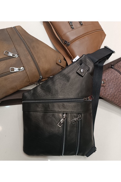 HAKİKİ DERİ SİYAH UNİSEX BODY BAG ÇANTA