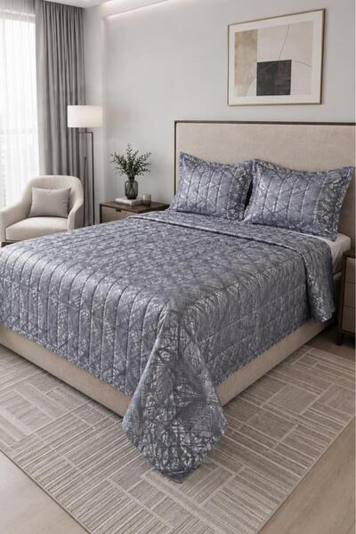 Çeyiz Diyarı Terrano Double Bedspread 240X250 cm Gray