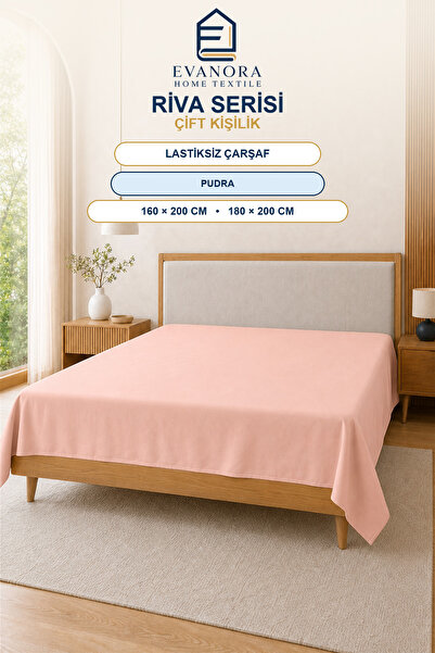 evonora Riva Series Powder Double Elastic-Free Flat Sheet 160X200 / 180X200 cm