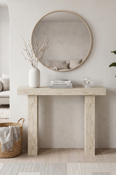 Skandi homeworks ASTER Dresuar 110 cm Modern Mermer Desenli Antre, Salon ve Hol Konsol Masası