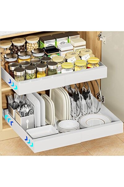DURKU Pull Out Cabinet Organizer Extendable Sliding Slide Out Pantry Shelves ...
