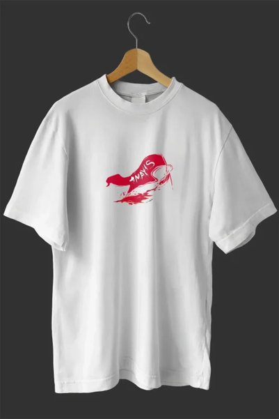 Modazun 1 May Labor Day Printed Oversize Crew Neck T-Shirt - White