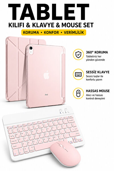 Rabbit Tech iPad Air 11 M4 (2026) Uyumlu Siyah Standlı Kılıf + Klavye Mouse Set