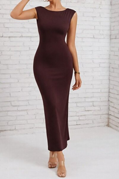UFC 1985 TOP BRAND Women's Short Sleeve Deep Backless Long Diver Dress