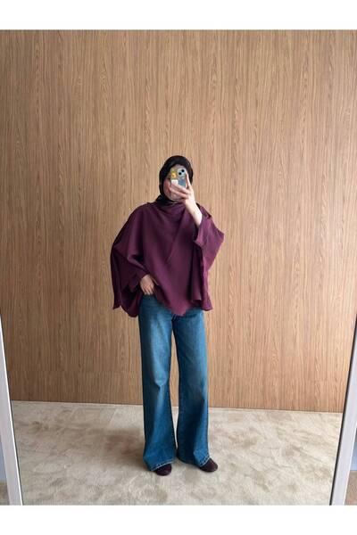 QUWİQ Women's Bat Sleeve Shawl Collar Hijab Shirt