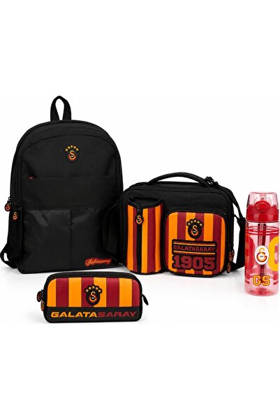 Galatasaray Licensed Waterproof Black Backpack 26513+ Lunchbox 26927+ Pen Hol...