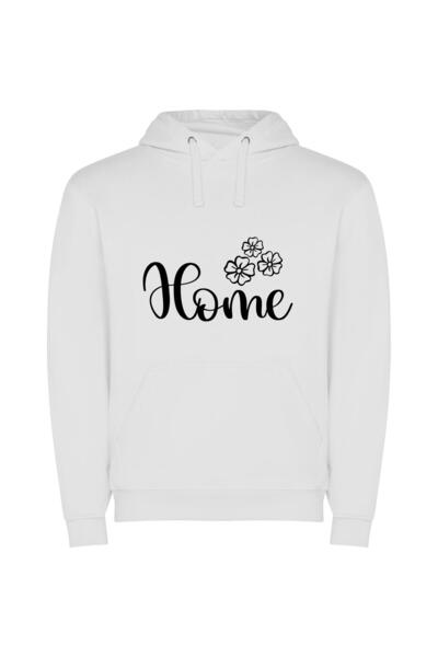 iLovePrints Floral Home Harmony Φούτερ με κουκούλα σε χρώμα Λευκό