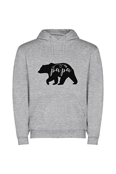 iLovePrints Papa Bear Stencil Bliss Φούτερ με κουκούλα σε χρώμα Γκρι