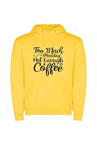 iLovePrints Coffee-Fueled Monday Blues Φούτερ με κουκούλα σε χρώμα Κίτρινο