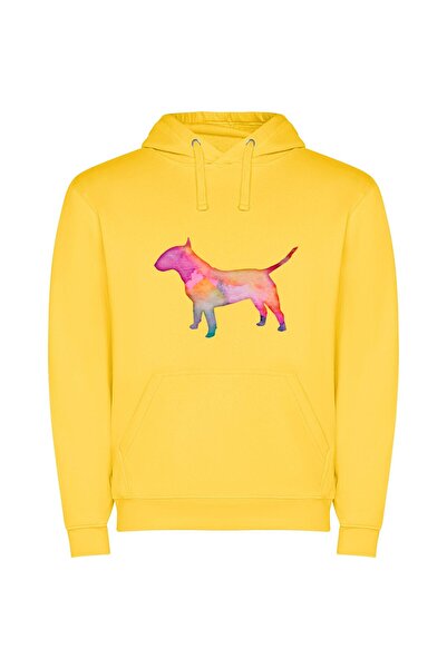 iLovePrints Colorful Canine Art Φούτερ με κουκούλα σε χρώμα Κίτρινο