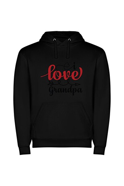 iLovePrints Grand Love Typography Φούτερ με κουκούλα σε χρώμα Μαύρο
