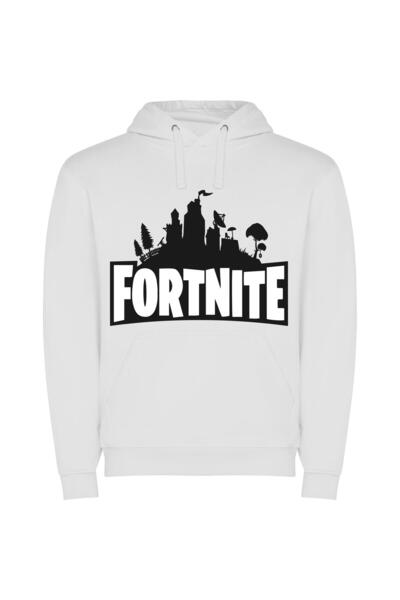 iLovePrints Fancy Fortnite Logo Bliss Φούτερ με κουκούλα σε χρώμα Λευκό