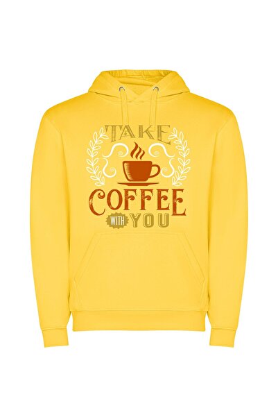 iLovePrints Java Bliss Cup Collection Φούτερ με κουκούλα σε χρώμα Κίτρινο