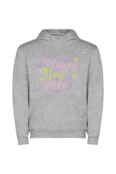 iLovePrints Joyful New Year Delights Φούτερ με κουκούλα σε χρώμα Γκρι