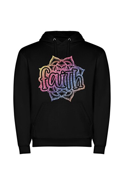 iLovePrints Glamourous Stardust Square Φούτερ με κουκούλα σε χρώμα Μαύρο