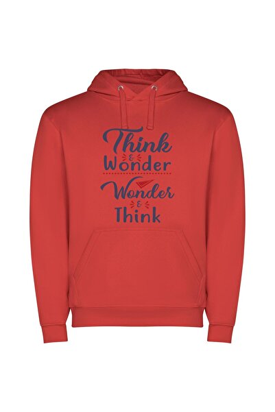 iLovePrints WonderSense: Inspired Thinking Φούτερ με κουκούλα σε χρώμα Κόκκινο