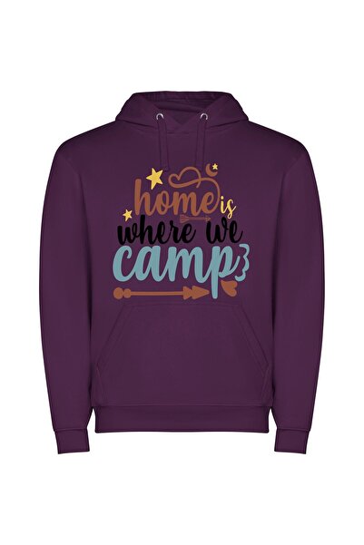 iLovePrints Camping: Home Away from Home Φούτερ με κουκούλα σε χρώμα Μωβ