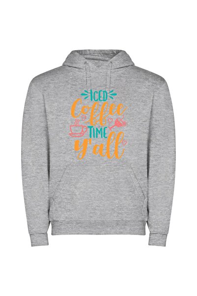 iLovePrints Cool Java Vibes Φούτερ με κουκούλα σε χρώμα Γκρι