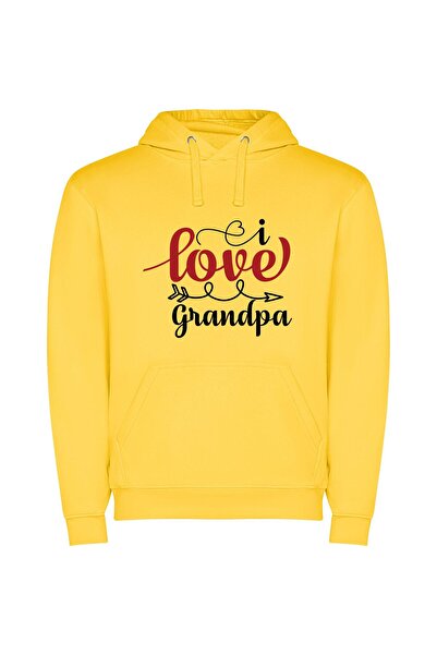 iLovePrints Grand Love Typography Φούτερ με κουκούλα σε χρώμα Κίτρινο